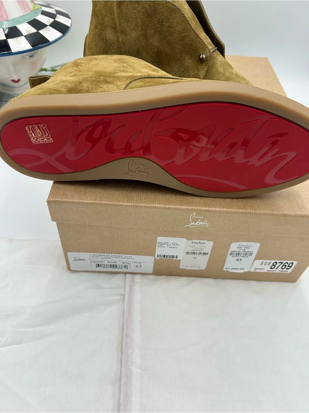 Men's Christian Louboutin CHAMBELISS desert suede boots size 43 made in Italy